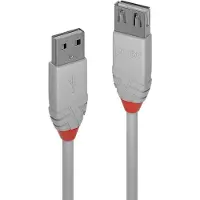 Lindy Anthra Line - Rallonge de câble USB - USB (M) pour USB (F) - USB 2.0 - 3 m - rond - gris