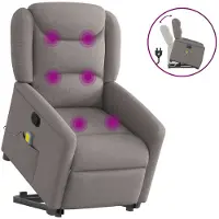 vidaXL Fauteuil de massage avec releveur Taupe Tissu