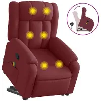 vidaXL Fauteuil de massage avec releveur vin rouge Tissu