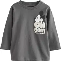 Next T-Shirt 'Mickey Mouse' gris / noir / blanc cassé