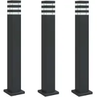 vidaXL Lampes d'allée 3 pcs. noir 80 cm aluminium