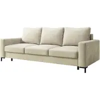 Selsey Mokpeo - Canapé 3 places avec fonction sommeil, coffre de lit, housse en velours Easy-Clean en beige, 230 cm