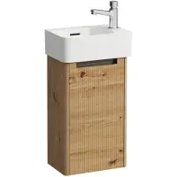 Laufen Set complet 340, VAL Lave-mains, 1 trou de robinetterie à gauche, avec trop-plein, incl. meuble sous-lavabo JUNA, 1 porte à droite, 340x220x635mm, H8632802671061