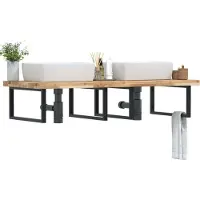 vidaXL Etagère de lavabo murale acier et acacia - miroir de salle de bain 3302917
