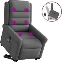 vidaXL Fauteuil de massage avec releveur Tissu gris foncé