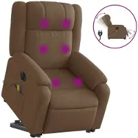 vidaXL Fauteuil de massage électrique avec releveur Marron Tissu