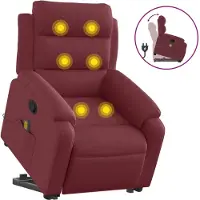 vidaXL Fauteuil de massage avec releveur vin rouge Tissu
