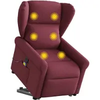 vidaXL Fauteuil de massage avec releveur vin rouge Tissu