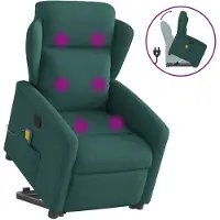 vidaXL Fauteuil de massage avec releveur Vert foncé Tissu