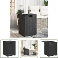 The Living Store Table de cache-cache pour réservoir de propane Noir 40x40x60 cm Poly rotin