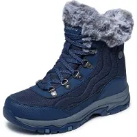 SKECHERS Bottines à lacets 'Schnürstiefel Damen 167893 NVY Kunststoff (Synthetik) in blau' bleu