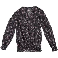KOROSHI Chemisier bleu clair / rose / noir