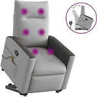 vidaXL Fauteuil de massage avec releveur Gris nuage Tissu