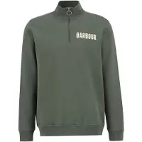 Barbour - Sweat en coton demi-zippé - Cotes Half Zip Sweatshirt Thyme pour Homme en Coton - Taille M - Vert