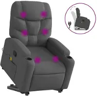 vidaXL Fauteuil de massage avec releveur Tissu gris foncé