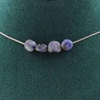 Bijoux Pierres et Minéraux. Collier 4 perles Jaspe bleu d'Afrique du Sud. Chaine en acier Collier femmes, hommes. Taille personnalisable.