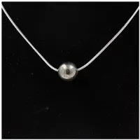 Bijoux Pierres et Minéraux. Collier 1 perle Pyrite d'Espagne 8 mm Chaine en acier inoxydable.