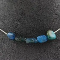 Bijoux Pierres et Minéraux. Collier 5 perles Apatite bleu du Brésil. Chaine en acier inoxydable Collier femmes, hommes. Taille personnalis
