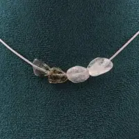 Bijoux Pierres et Minéraux. Collier 4 perles Quartz Tourmaline rutile du Brésil Chaine en acier Collier femmes, hommes. Taille personnalis