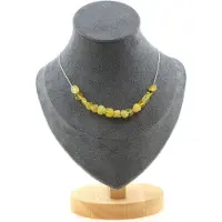 Bijoux Pierres et Minéraux. Collier 15 perles Opale jaune d'Australie. Chaine en acier inoxydable Collier femmes, hommes. Taille personnal