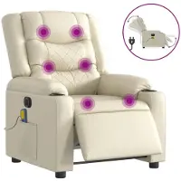 vidaXL Fauteuil de massage électrique Crème similicuir