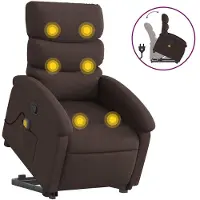 vidaXL Fauteuil de massage avec releveur Tissu marron foncé