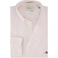 Gant pour homme. 3000230 Chemise Oxford à coupe régulière, rayures fines roses (3XL), Casuel, Coton, Classique, Manche longue