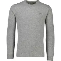 Gant pour homme. 87211 Pull à col rond en laine de mouton grise très fine (XXL), Casuel