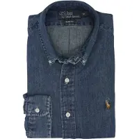 Ralph Lauren Chemise bleu denim / cognac / blanc