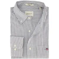 Gant pour homme. 3000230 Chemise Oxford à coupe régulière, rayures fines bleues (M), Casuel, Coton, Classique, Manche longue