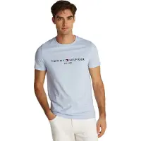 Tommy Hilfiger T-Shirt 'Logo Embroidery Slim' bleu marine / bleu clair / rouge / blanc