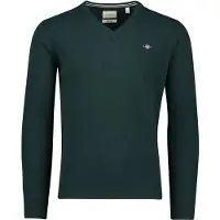 Gant pour homme. 87212 Pull à col en V en laine fine verte (M), Casuel, Manche longue