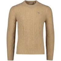Gant pour homme. 8050213 Pull à col rond en laine de mouton marron, tricoté avec des huit (XL), Casuel