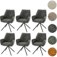Mendler Lot de 6 chaises de salle à manger HWC-G67, chaise de cuisine avec accoudoirs, pivotante Auto-Position, chenille Oeko-Tex MVG gris foncé