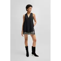 BOSS pour femme. 50540370 Robe Dembrolai noire (4XL), Casuel, Coton, Sans manches / bretelles