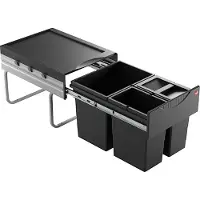 Hailo Raumspar Tandem 3642731 poubelle 34 L 18/8/8 L noire coulissante