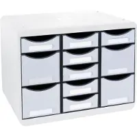 Exacompta Store-Box Multi Black Office Blanc/Harlequin, 11 tiroirs ouverts (7 plats/4 hauts), silencieux, garantie 25 ans