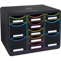 Exacompta Store-Box Multi Black Office noir/arlequin, 11 tiroirs ouverts (7 plats/4 hauts), silencieux, garantie 25 ans
