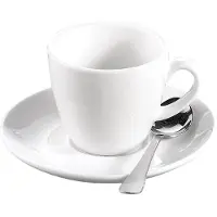 Esmeyer 6 tasses à espresso 0,10 ltr avec soucoupe - en porcelaine lourde blanche forme BISTRO , 433-214