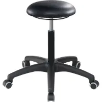 MeyChair Tabouret pivotant A1S-TR-KL Roulettes similicuir noir Assise réglable en hauteur 470-600 mm (47 - 60 cm)