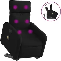 vidaXL Fauteuil de massage avec releveur Noir Tissu
