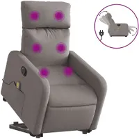 vidaXL Fauteuil de massage électrique avec releveur Taupe Tissu