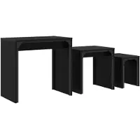 vidaXL Table basse, ensemble de 3 pièces, noire, imitation chêne, 60 x 35 x 56 cm