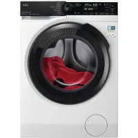 AEG LWR7E70610, remplissage frontal, debout, blanc, gauche, noir, pivotant