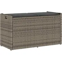 vidaXL Banc de rangement extérieur coussin gris 100 cm résine tressée