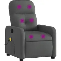vidaXL Fauteuil inclinable de massage en tissu gris foncé