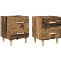 vidaXL Armoire de lit avec tiroir 2 pcs Bois ancien 40 x 35 x 47.5 cm