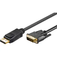 Goobay 51961 Câble Adaptateur DisplayPort/DVI-D 1.2, Doré, Noir, 2m Longueur de Câble