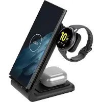 Crong Chargeur Induction 3-En-1 Crong Powerspot Pivot 15w Pour Smartphone Samsung &amp; Android