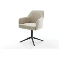 DELIFE Chaise-pivotante Greg-Flex tissu tissé doux beige pied de chaise 4 branches noir pivotement sur 360° fonction bascule resorts ensachés